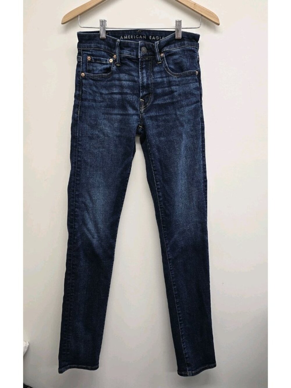 American Eagle Slim Straight Jeans Mens Size 28x34 Dark Wash Airflex